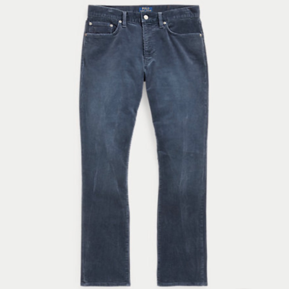 Polo Ralph Lauren Varick Slim Straight Corduroy 5-Pocket Pants Men 36 x 30 Blue